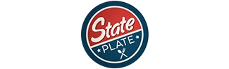 State Plate show logo - featuring the show's title in white text with a blue outline, set against a circular background resembling a plate.